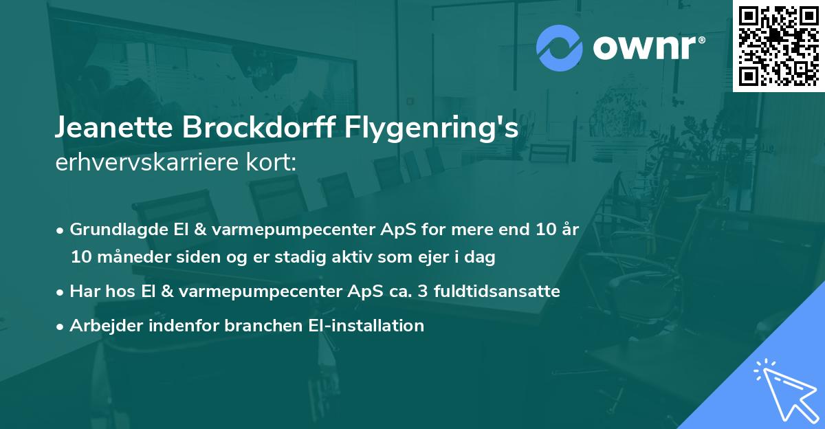 Jeanette Brockdorff Flygenring's erhvervskarriere kort