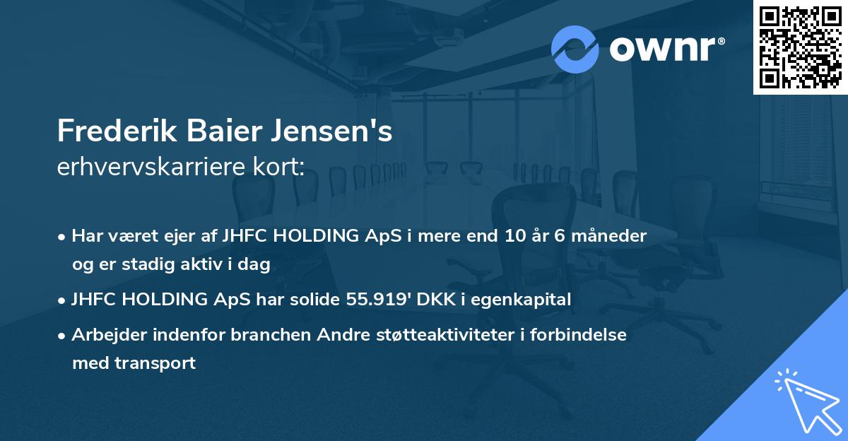 Frederik Baier Jensen's erhvervskarriere kort