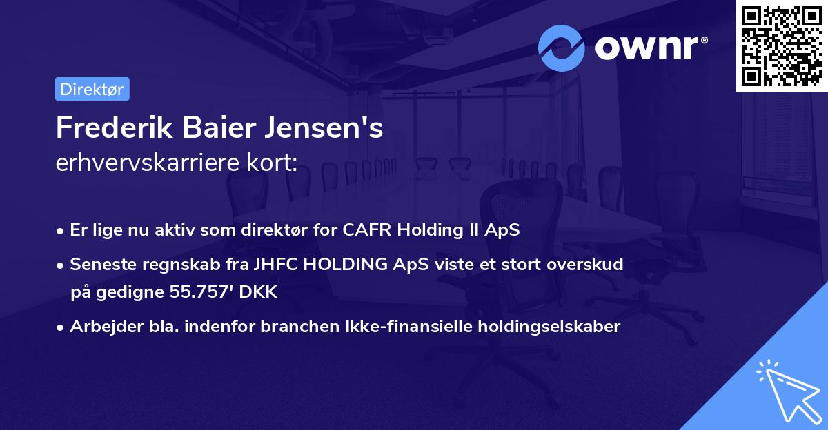 Frederik Baier Jensen's erhvervskarriere kort