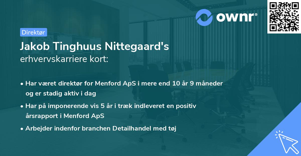 Jakob Tinghuus Nittegaard's erhvervskarriere kort