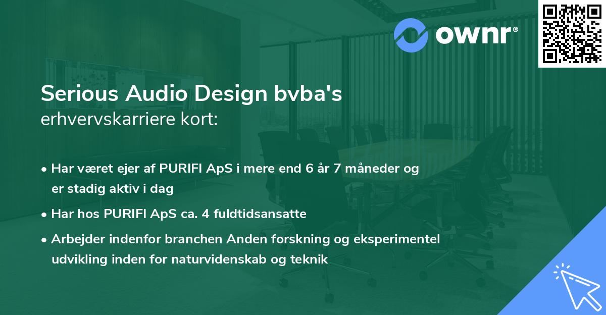 Serious Audio Design bvba's erhvervskarriere kort