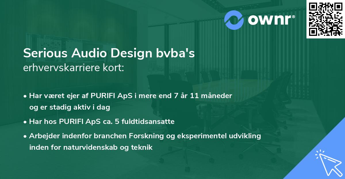 Serious Audio Design bvba's erhvervskarriere kort