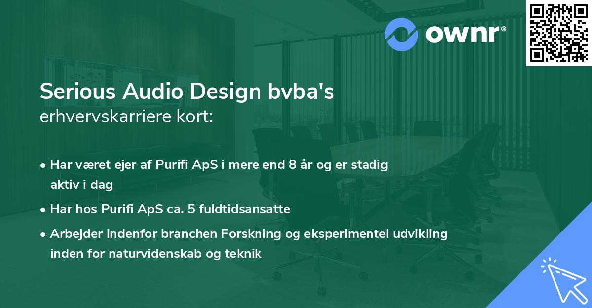 Serious Audio Design bvba's erhvervskarriere kort