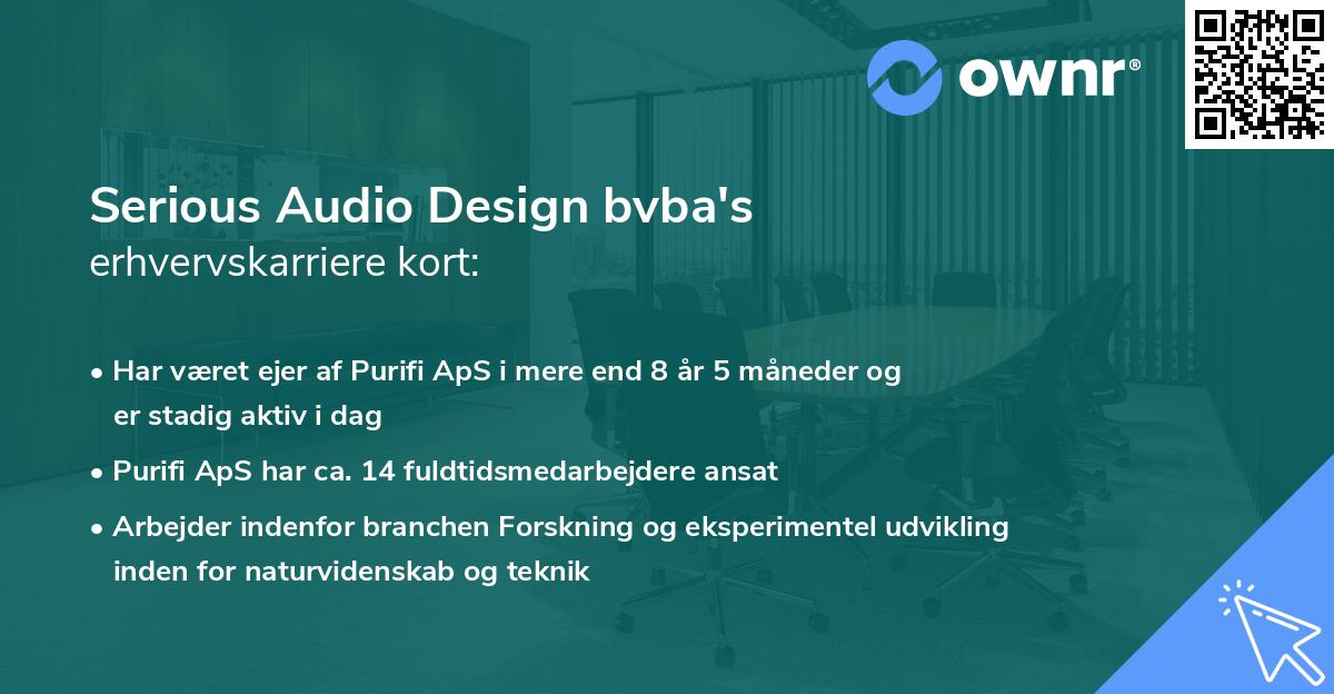 Serious Audio Design bvba's erhvervskarriere kort