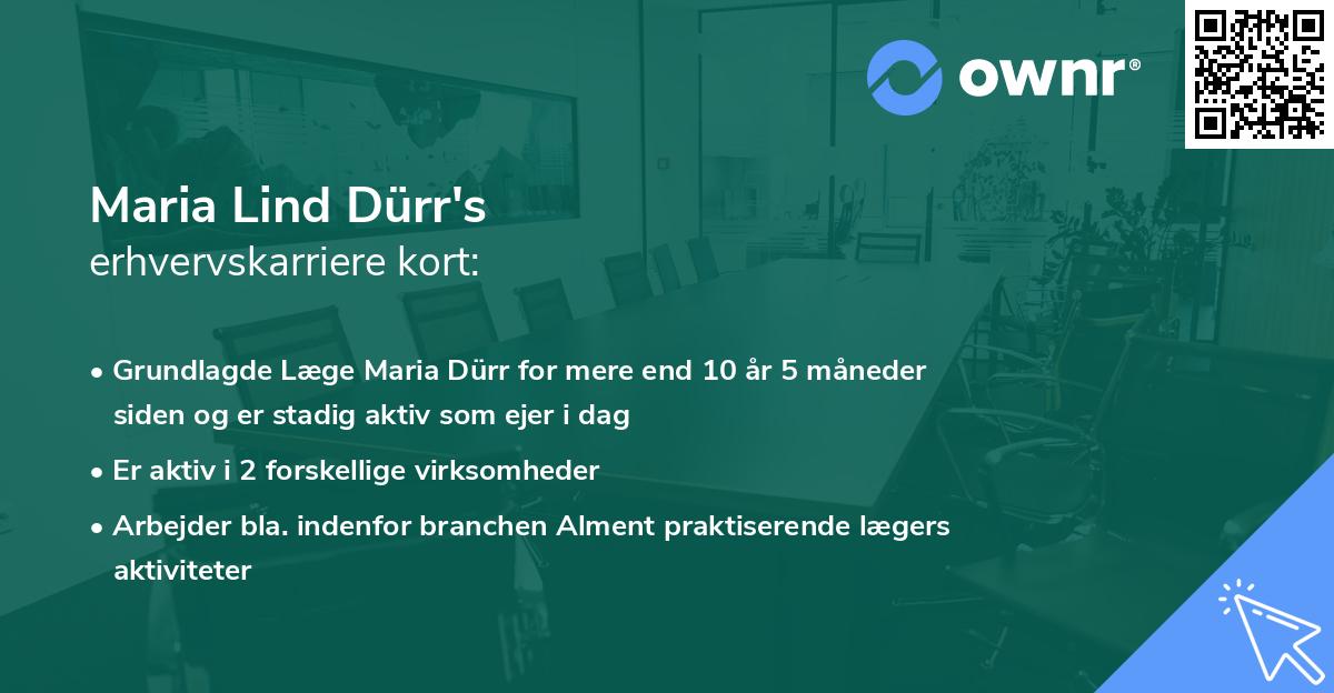 Maria Lind Dürr's erhvervskarriere kort