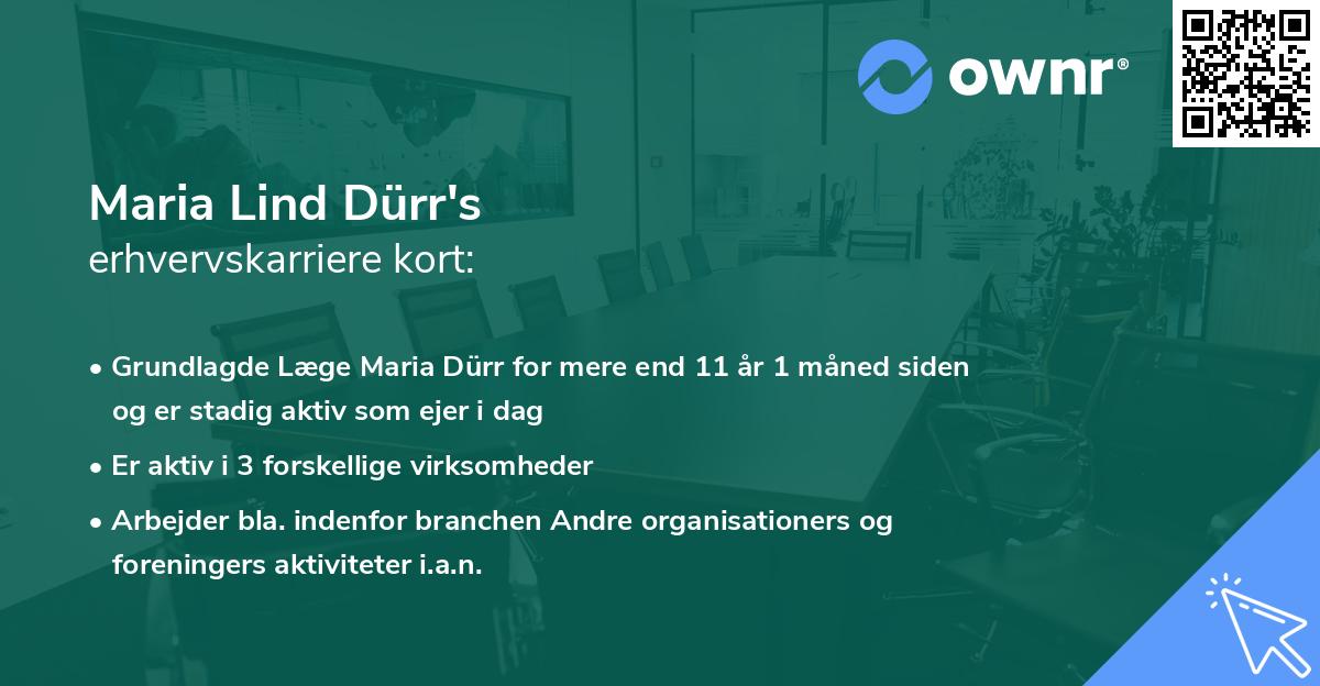 Maria Lind Dürr's erhvervskarriere kort
