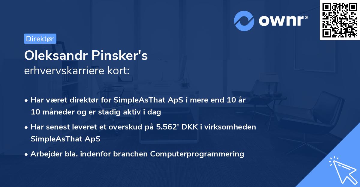Oleksandr Pinsker's erhvervskarriere kort