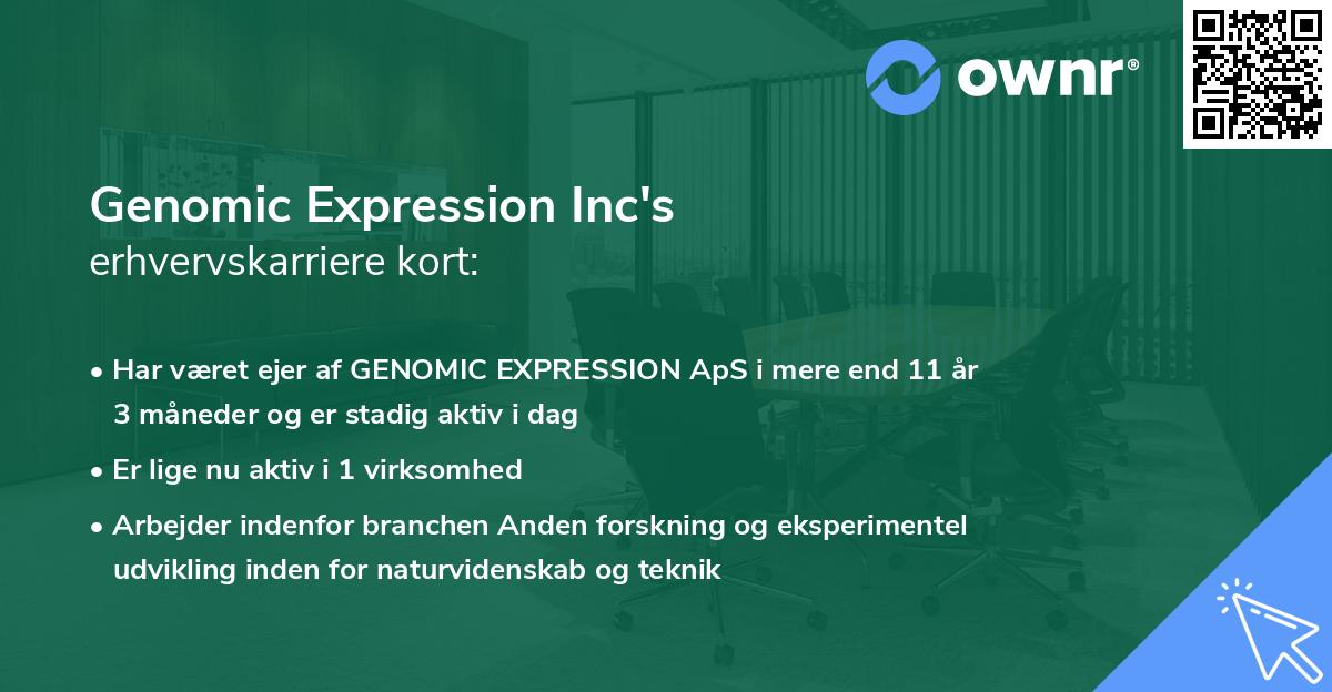 Genomic Expression Inc's erhvervskarriere kort