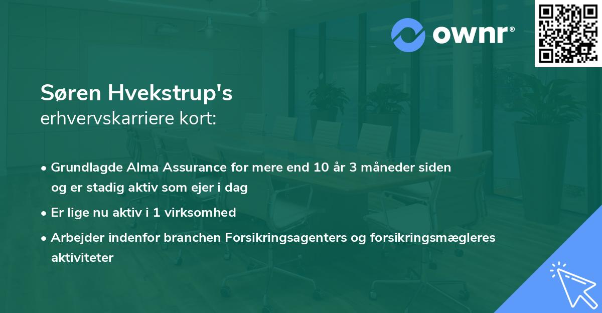 Søren Hvekstrup's erhvervskarriere kort