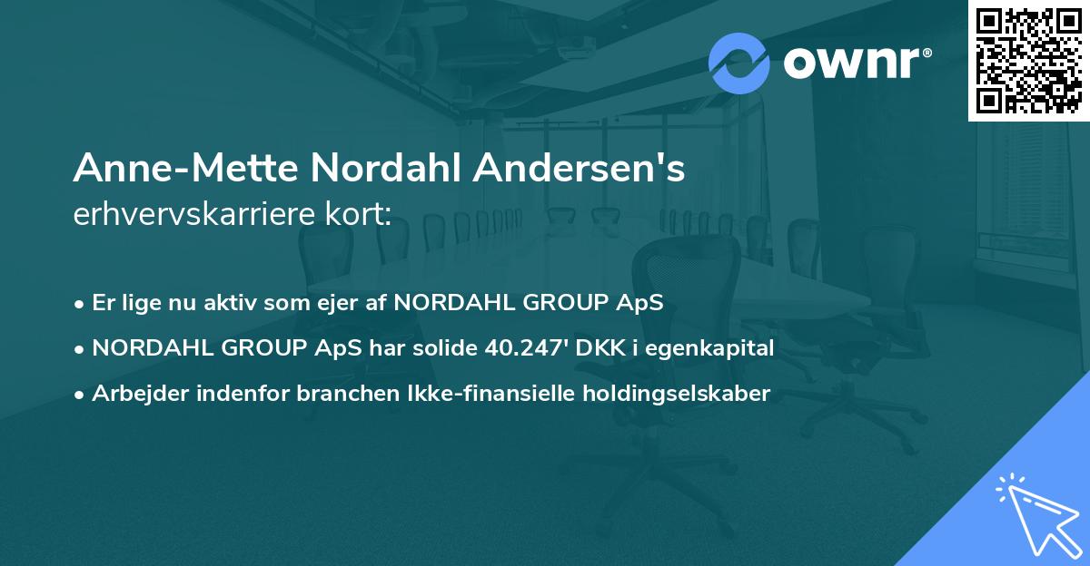 Anne-Mette Nordahl Andersen's erhvervskarriere kort