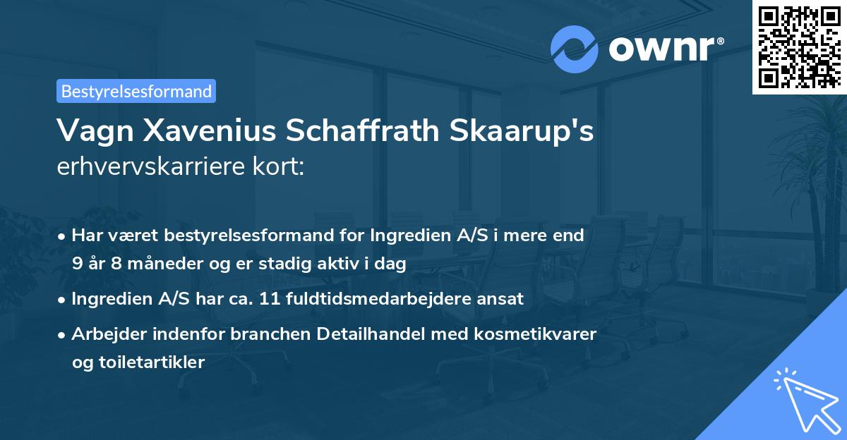 Vagn Xavenius Schaffrath Skaarup's erhvervskarriere kort