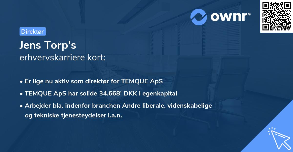 Jens Torp's erhvervskarriere kort
