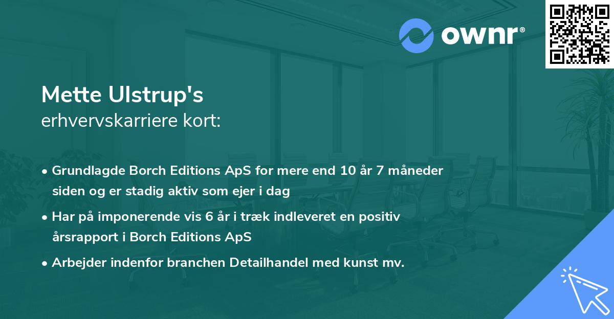Mette Ulstrup's erhvervskarriere kort