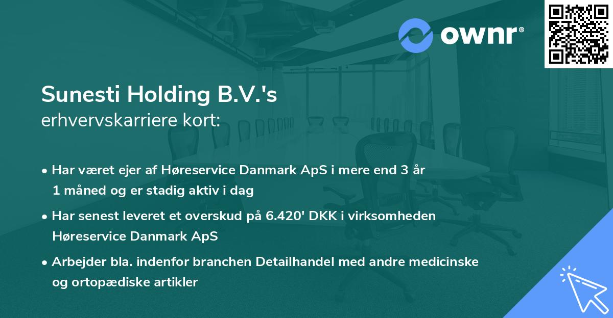 Sunesti Holding B.V.'s erhvervskarriere kort