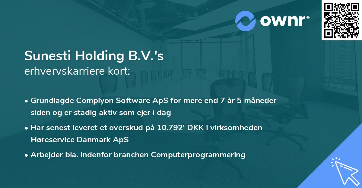 Sunesti Holding B.V.'s erhvervskarriere kort