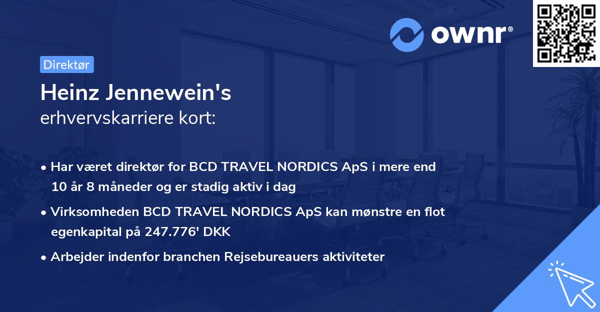 Heinz Jennewein's erhvervskarriere kort