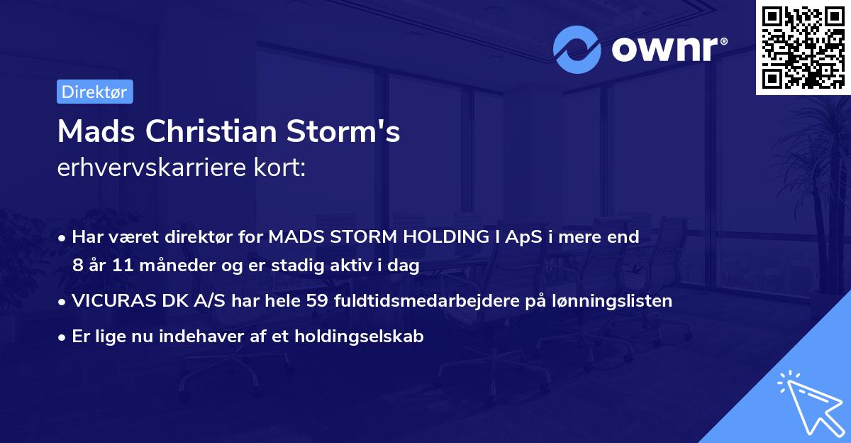 Mads Christian Storm's erhvervskarriere kort