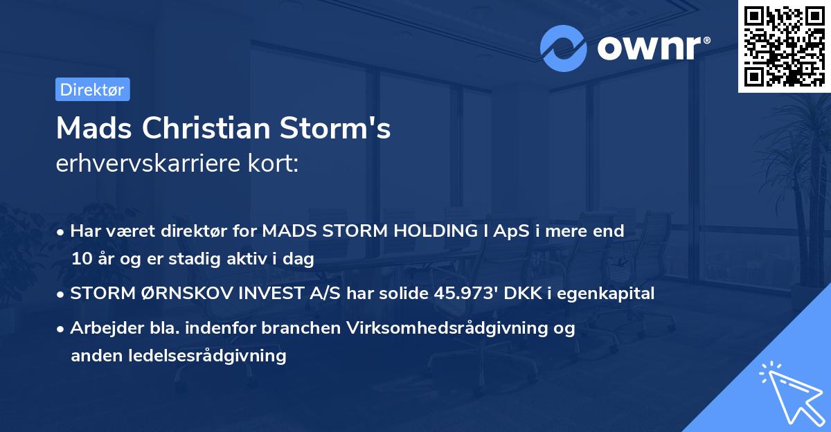 Mads Christian Storm's erhvervskarriere kort