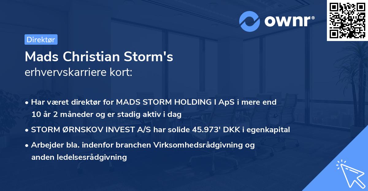 Mads Christian Storm's erhvervskarriere kort