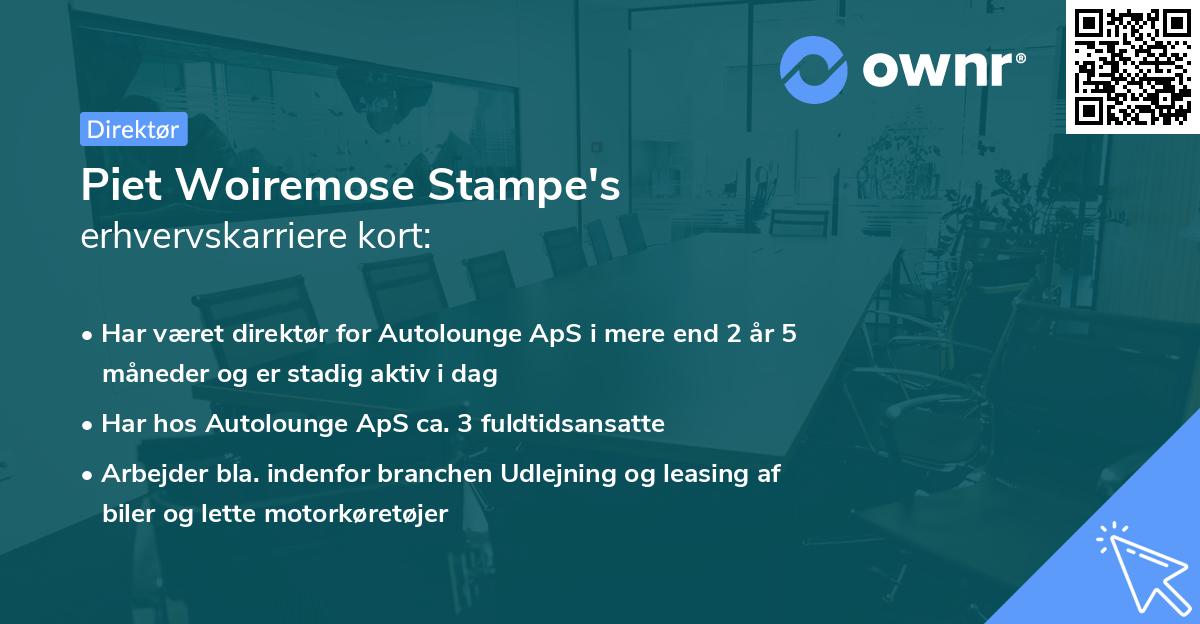 Piet Woiremose Stampe's erhvervskarriere kort