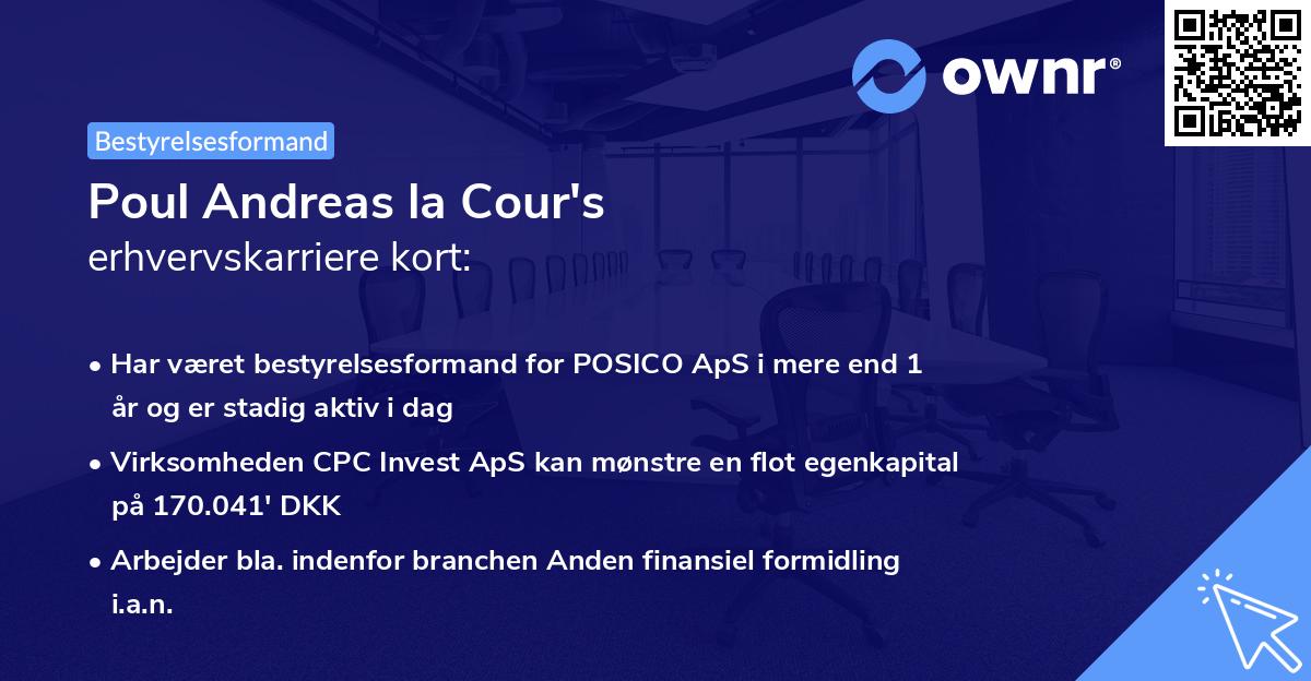 Poul Andreas la Cour's erhvervskarriere kort
