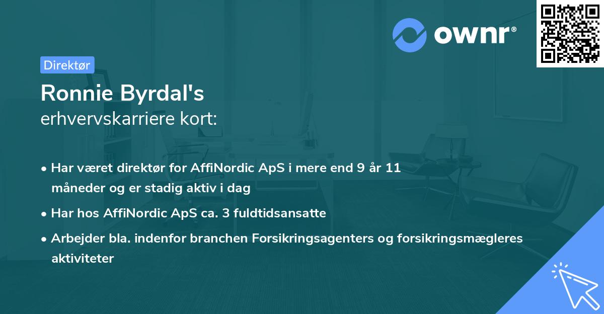 Ronnie Byrdal's erhvervskarriere kort