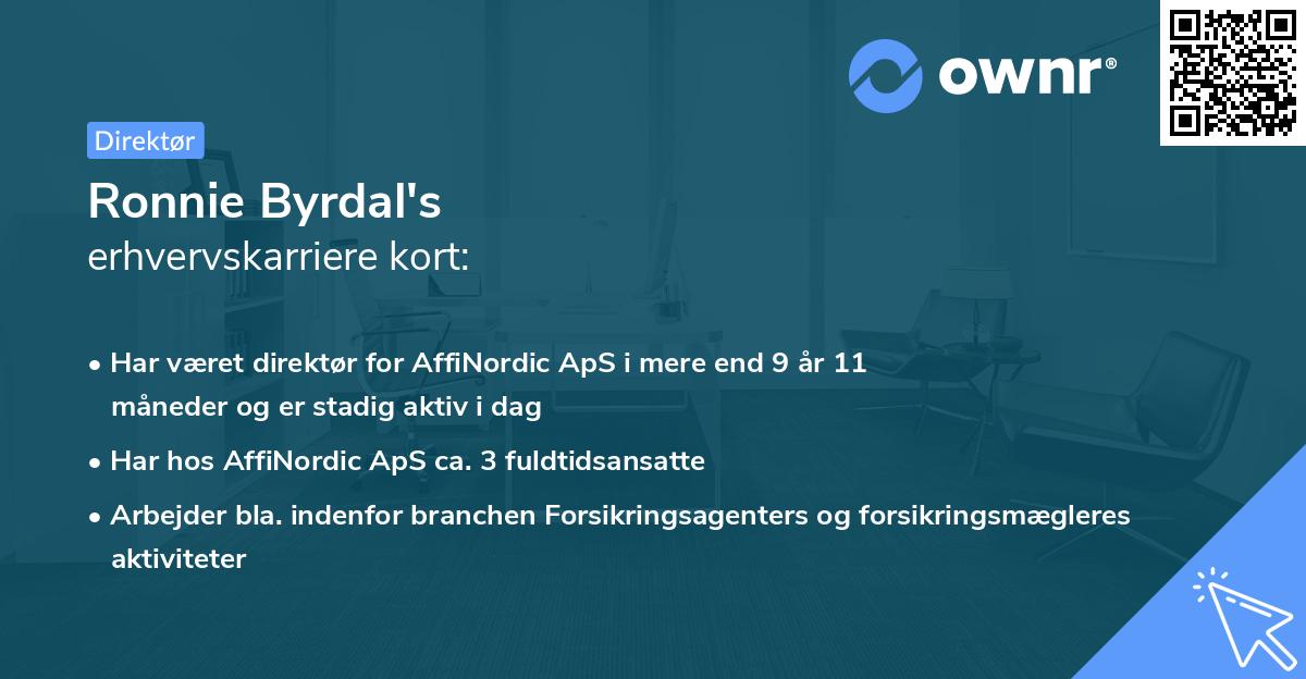 Ronnie Byrdal's erhvervskarriere kort