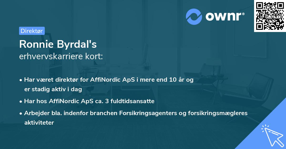 Ronnie Byrdal's erhvervskarriere kort