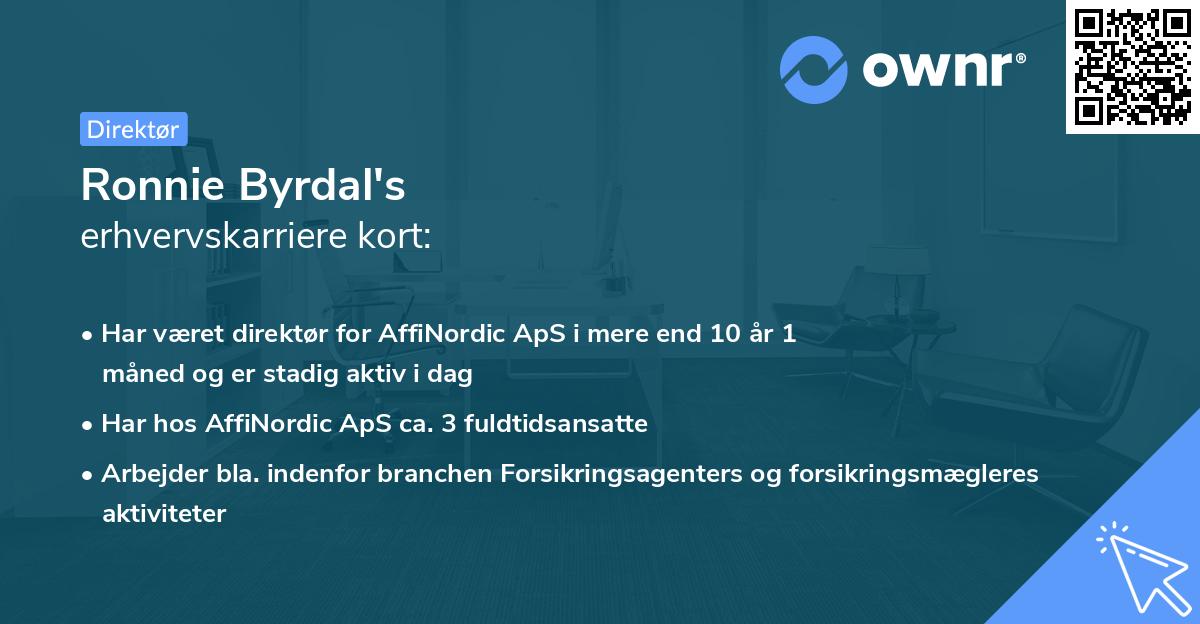 Ronnie Byrdal's erhvervskarriere kort