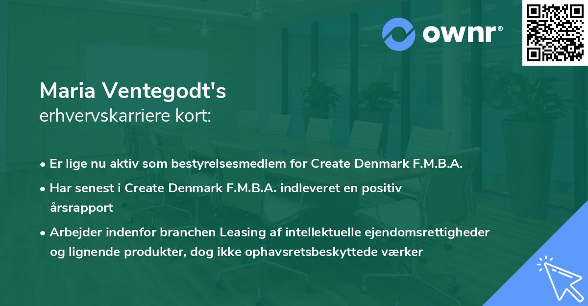 Maria Ventegodt's erhvervskarriere kort