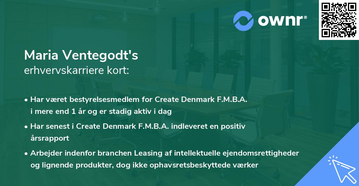 Maria Ventegodt's erhvervskarriere kort