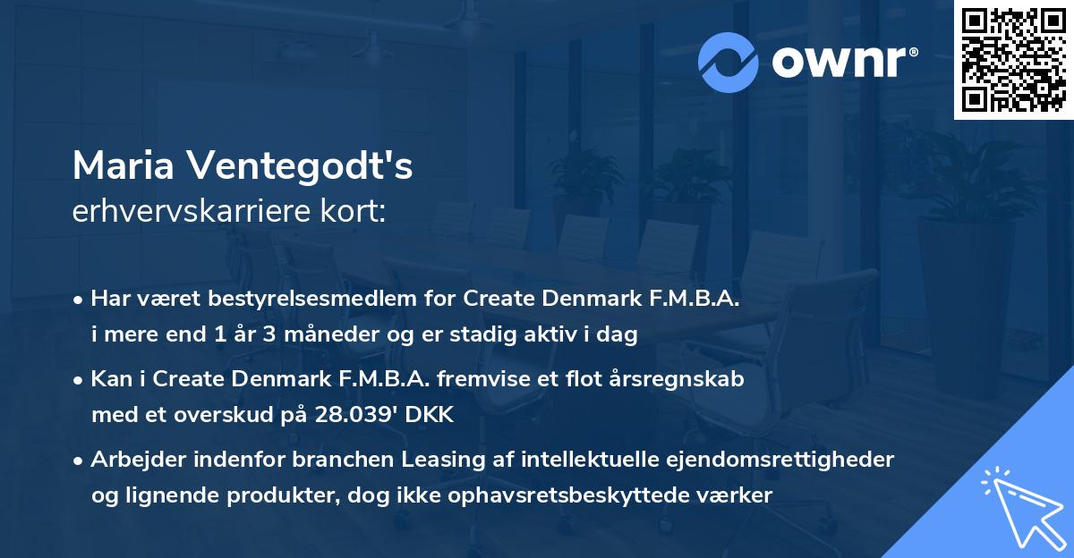 Maria Ventegodt's erhvervskarriere kort