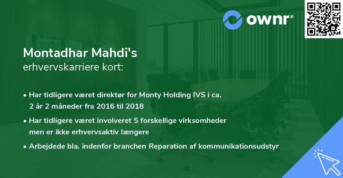 Montadhar Mahdi's erhvervskarriere kort