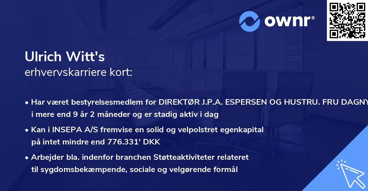Ulrich Witt's erhvervskarriere kort
