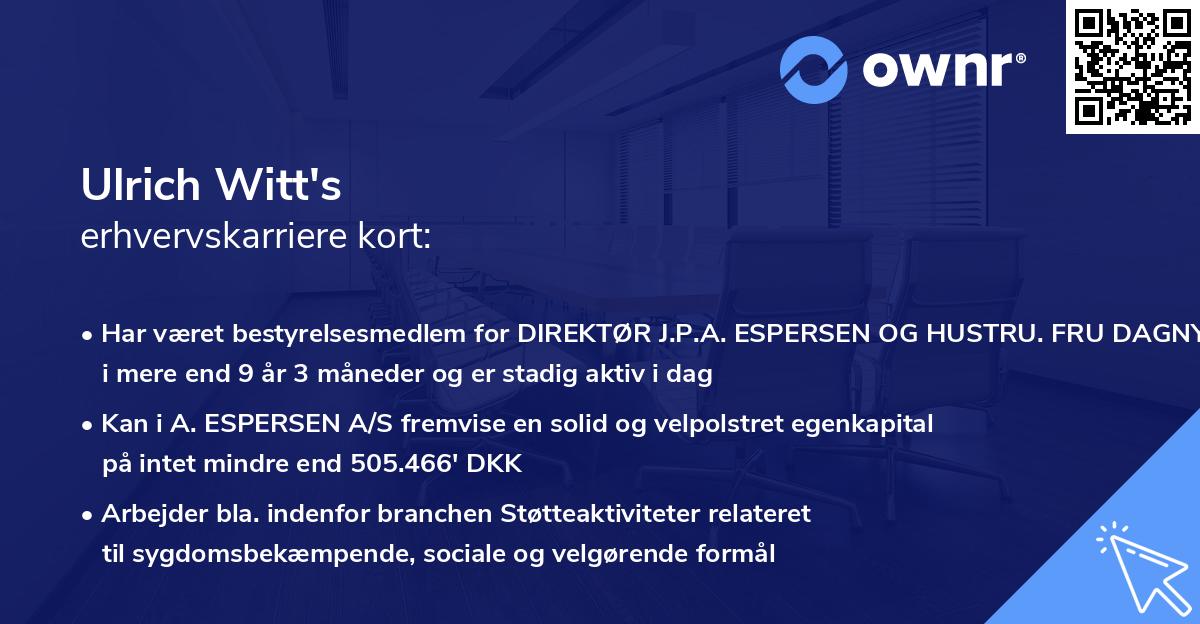 Ulrich Witt's erhvervskarriere kort