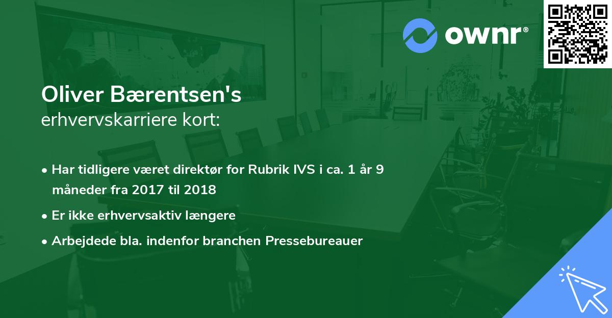 Oliver Bærentsen's erhvervskarriere kort