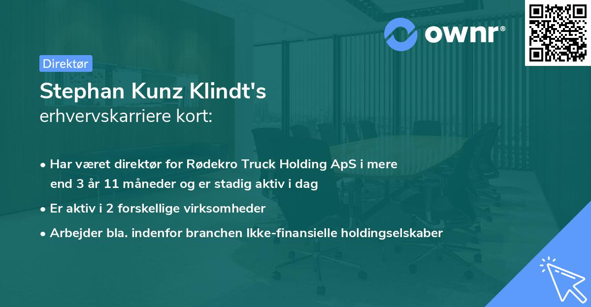Stephan Kunz Klindt's erhvervskarriere kort