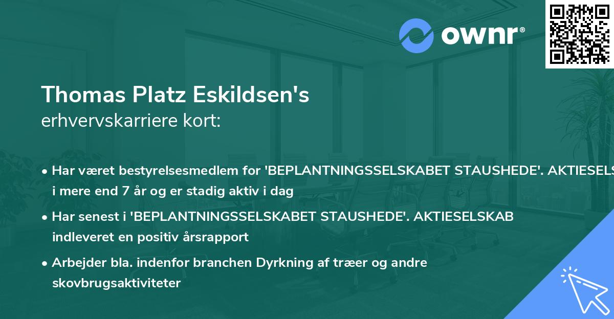 Thomas Platz Eskildsen's erhvervskarriere kort
