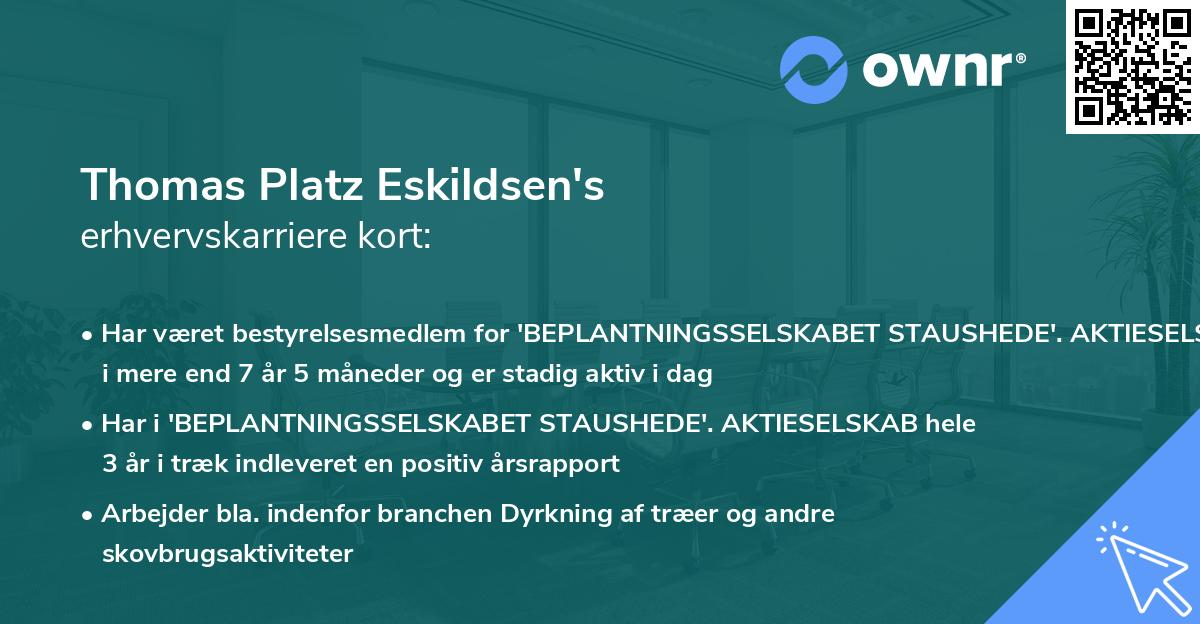 Thomas Platz Eskildsen's erhvervskarriere kort