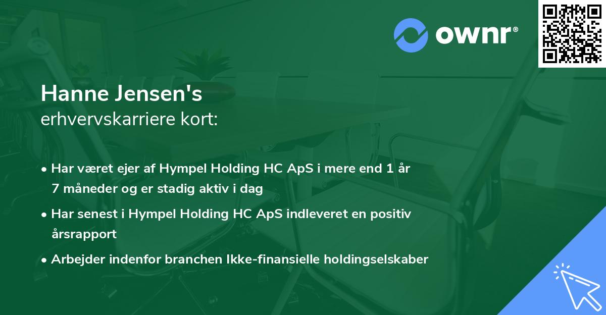 Hanne Jensen's erhvervskarriere kort