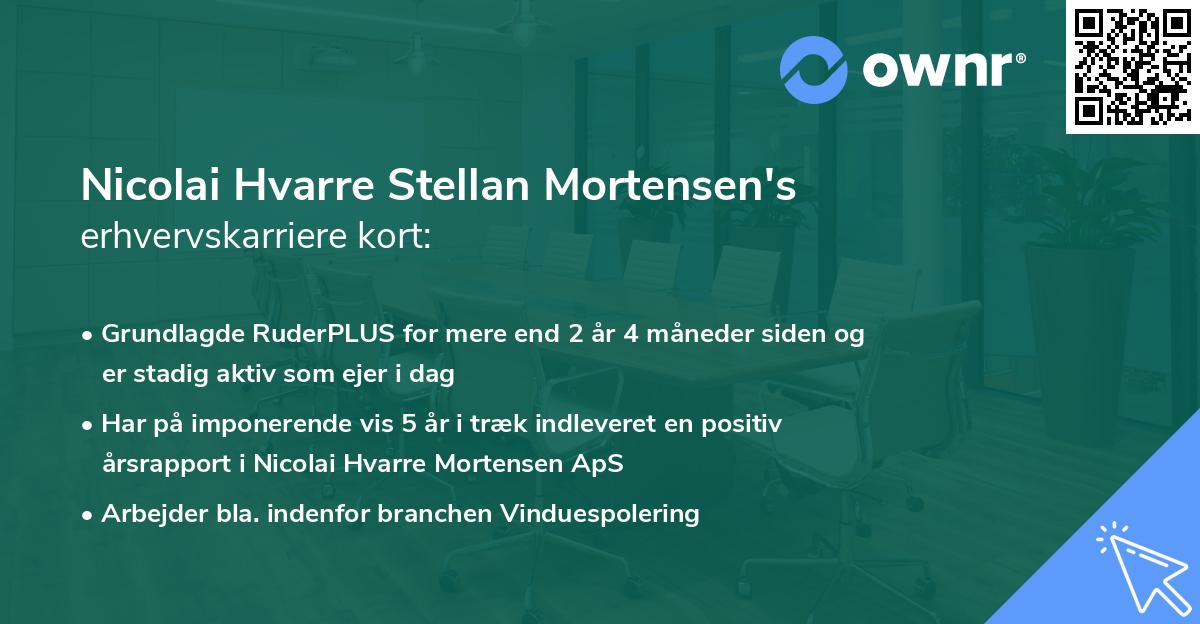 Nicolai Hvarre Stellan Mortensen's erhvervskarriere kort