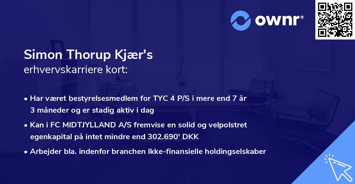 Simon Thorup Kjær's erhvervskarriere kort