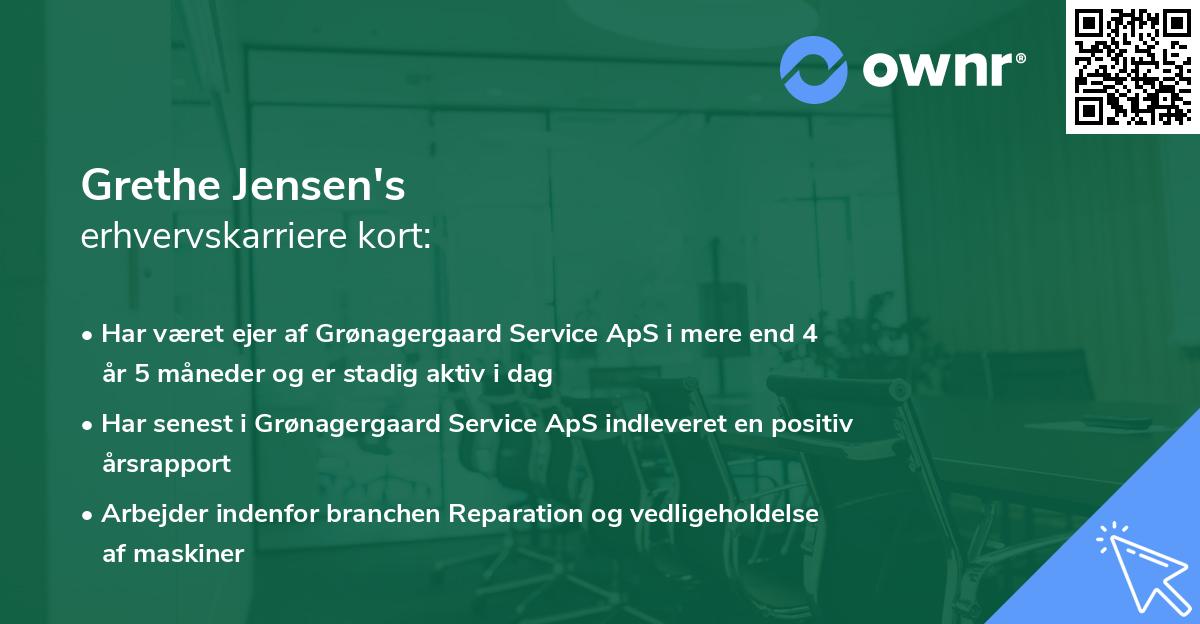 Grethe Jensen's erhvervskarriere kort
