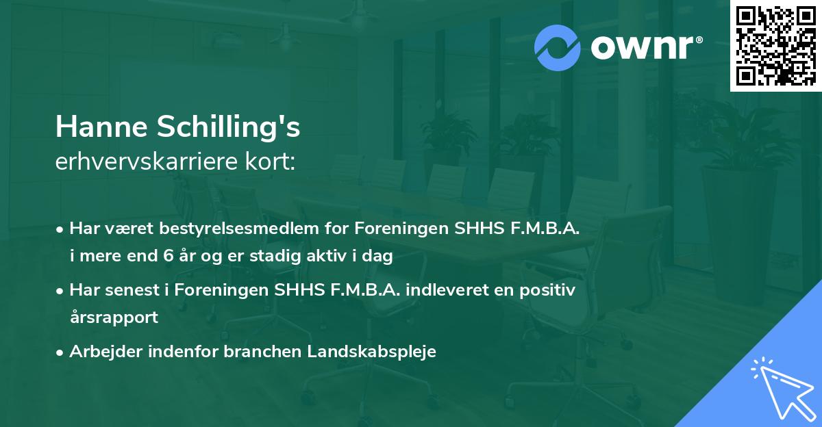 Hanne Schilling's erhvervskarriere kort