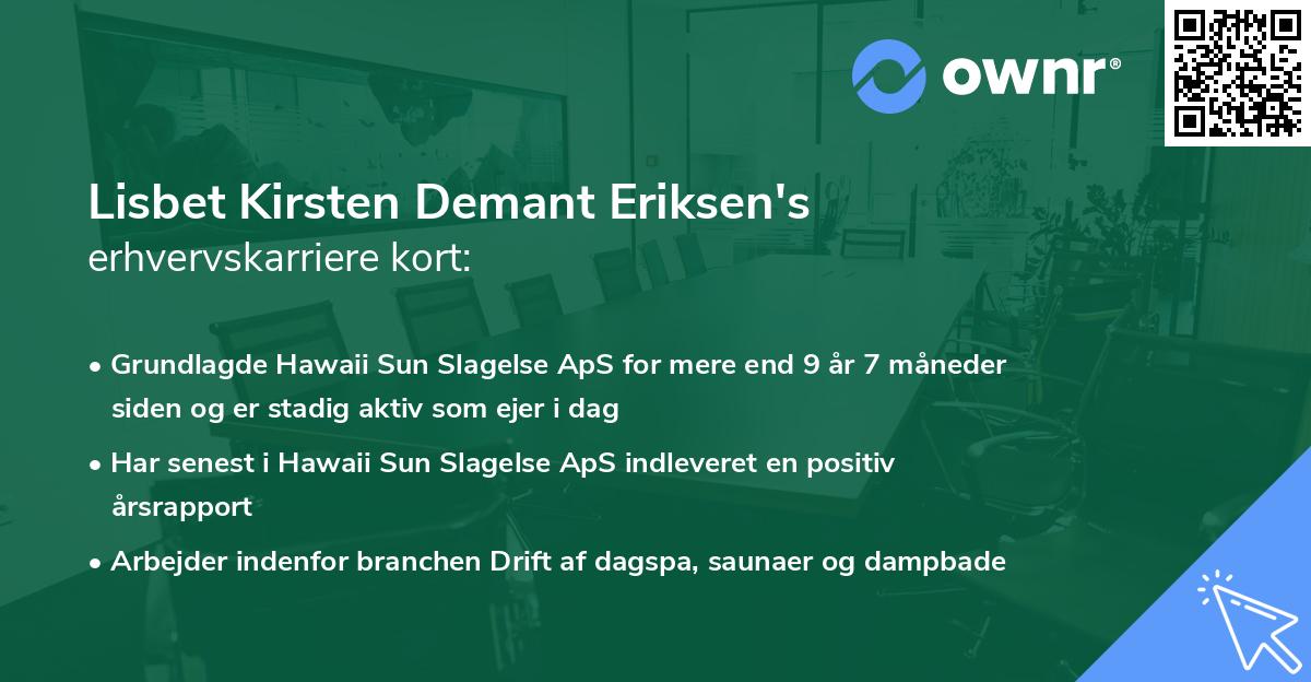 Lisbet Kirsten Demant Eriksen's erhvervskarriere kort
