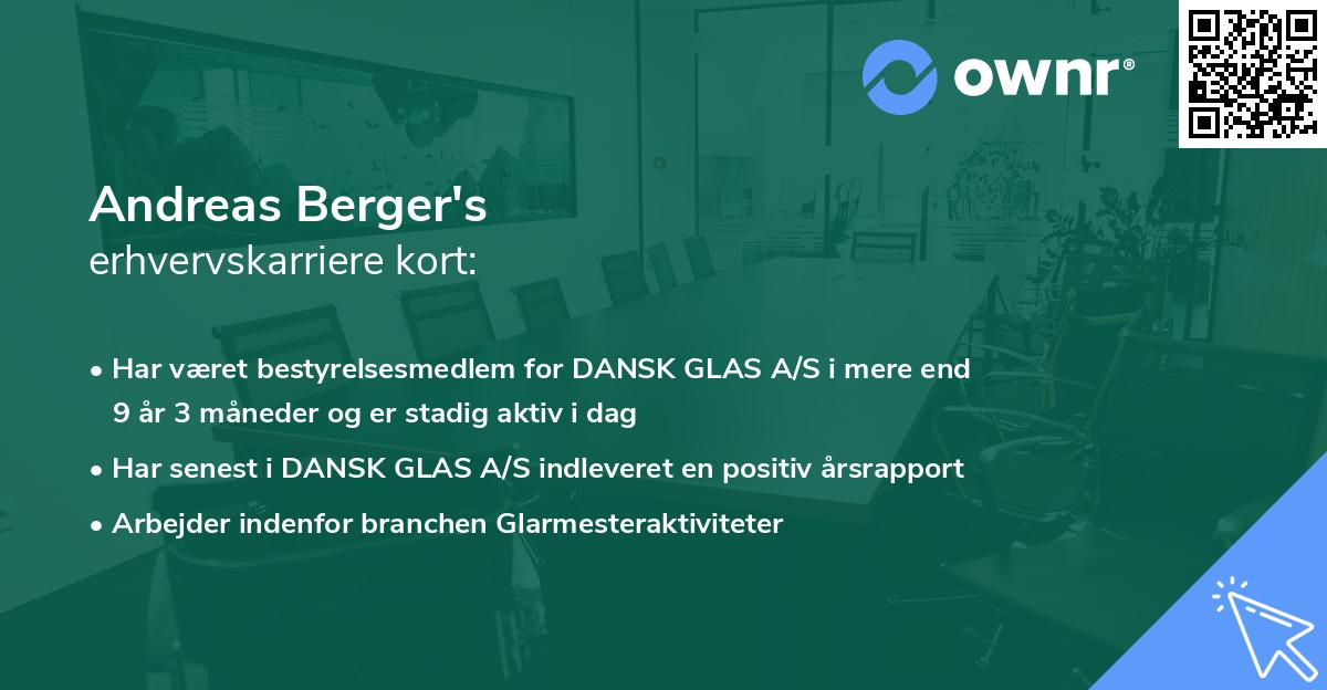 Andreas Berger's erhvervskarriere kort