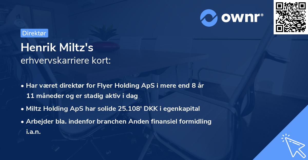 Henrik Miltz's erhvervskarriere kort