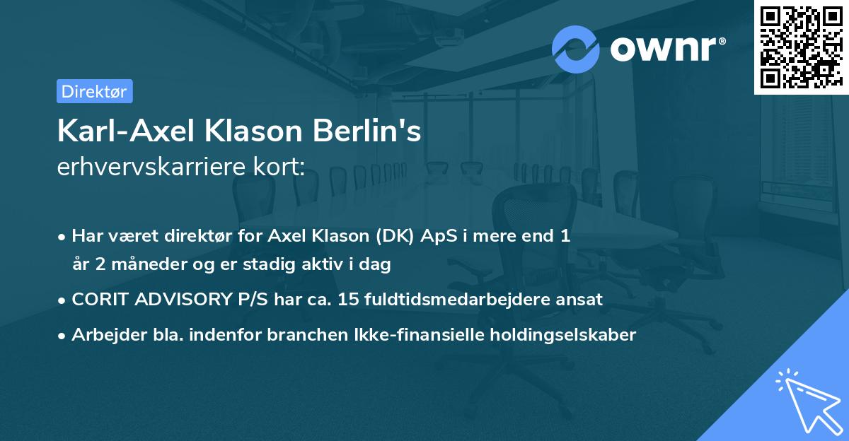 Karl-Axel Klason Berlin's erhvervskarriere kort