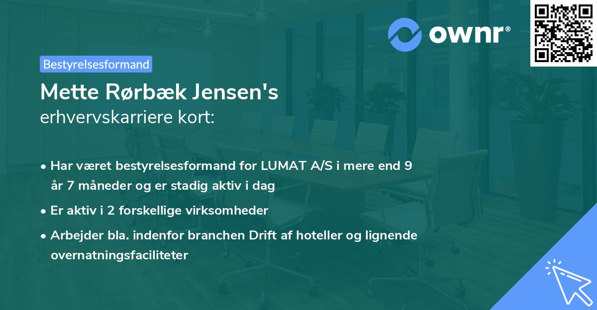 Mette Rørbæk Jensen's erhvervskarriere kort