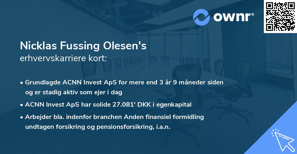 Nicklas Fussing Olesen's erhvervskarriere kort